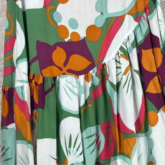 Rachel Ray Floral Wrap Skirt Medium High Low Bold Fall Colors - Picture 3 of 14